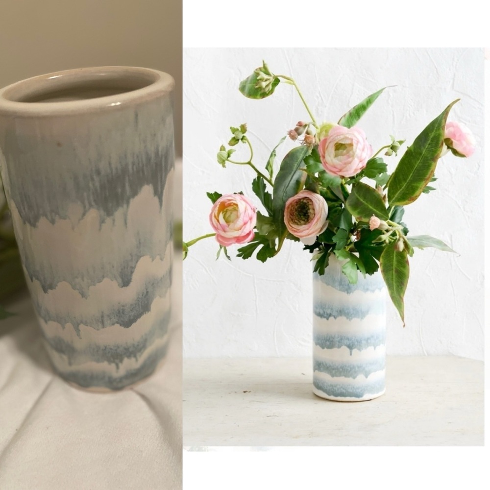 Ivory and Blue Cascading Waterfall Pottery